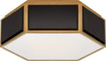 Bradford Small Hexagonal Flush Mount | Black and Soft Brass | Frosted Glass