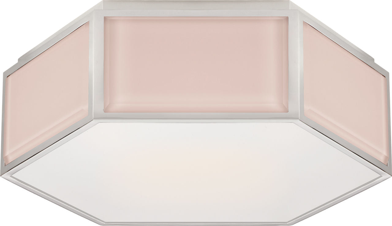 Bradford Small Hexagonal Flush Mount | Blush and Polished Nickel | Frosted Glass