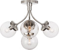 Prescott Medium Semi-Flush Mount | Polished Nickel | Clear Glass