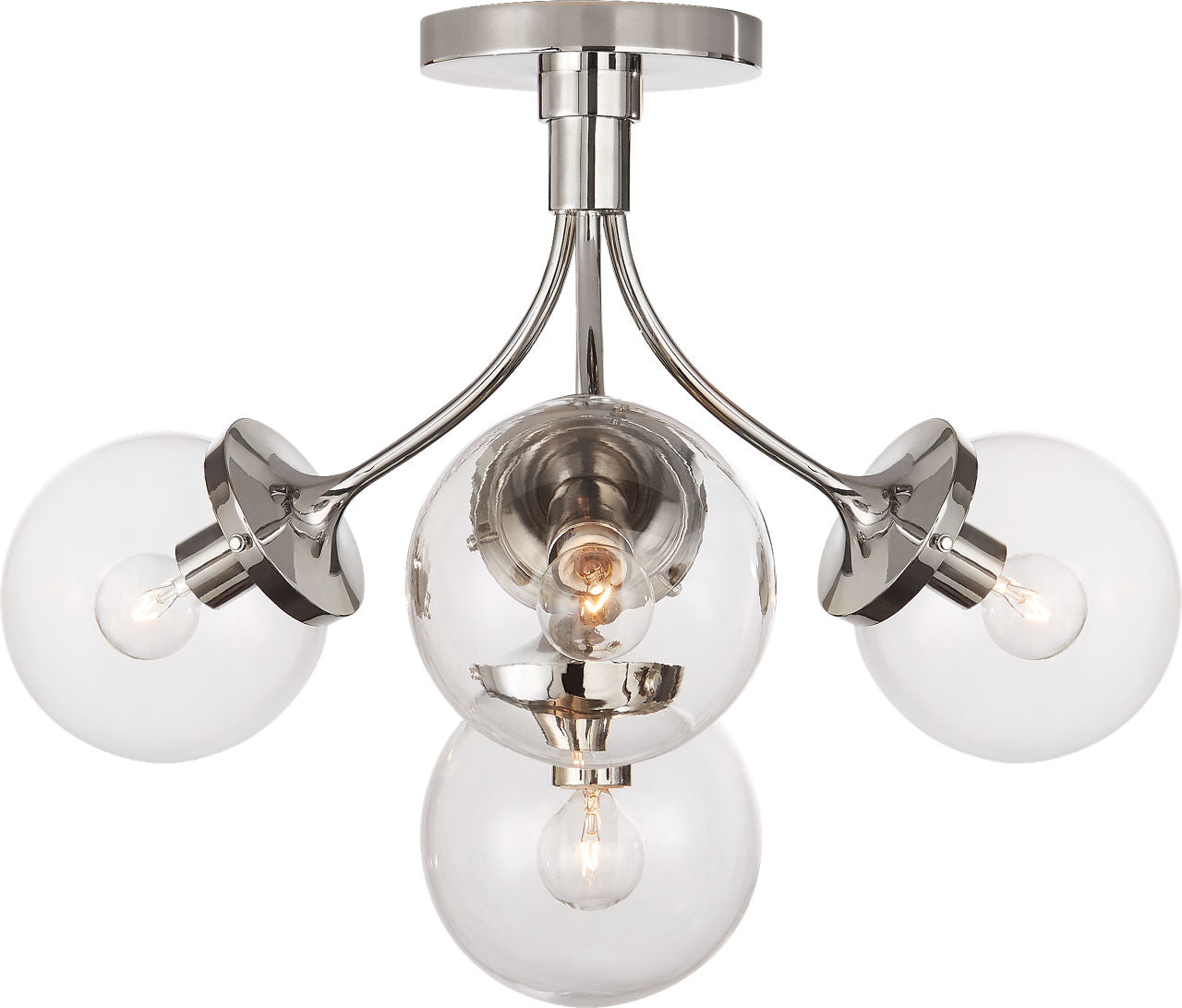 Prescott Medium Semi-Flush Mount | Polished Nickel | Clear Glass