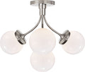 Prescott Medium Semi-Flush Mount | Polished Nickel | White Glass