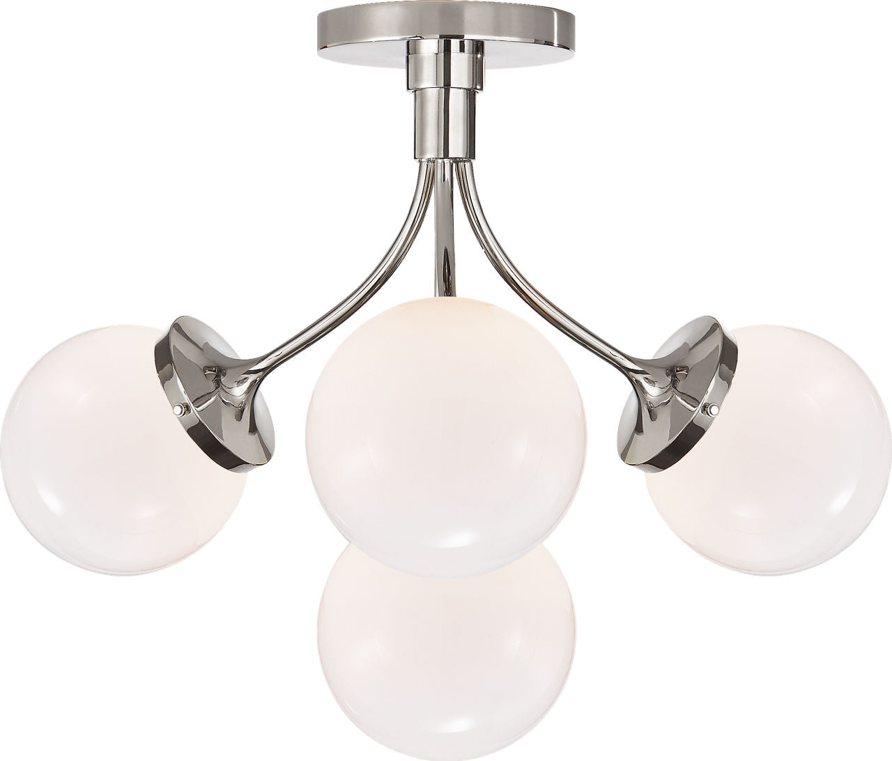 Prescott Medium Semi-Flush Mount | Polished Nickel | White Glass