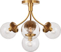 Prescott Medium Semi-Flush Mount | Soft Brass | Clear Glass