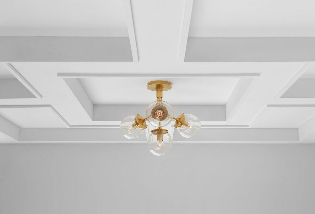 Prescott Medium Semi-Flush Mount | Soft Brass | Clear Glass