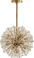 Dickinson Small Chandelier | Soft Brass | Clear Glass and Cream Pearls
