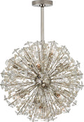 Dickinson Medium Chandelier | Polished Nickel | Clear Glass and Cream Pearls