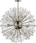 Dickinson Large Chandelier | Polished Nickel | Clear Glass and Cream Pearls