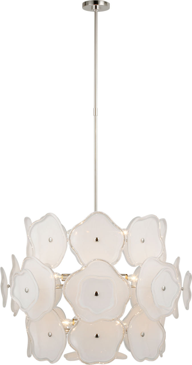 Leighton Large Barrel Chandelier | Polished Nickel | Cream Tinted Glass