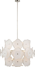 Leighton Large Barrel Chandelier | Polished Nickel | Cream Tinted Glass