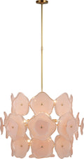 Leighton Large Barrel Chandelier | Soft Brass | Blush Tinted Glass