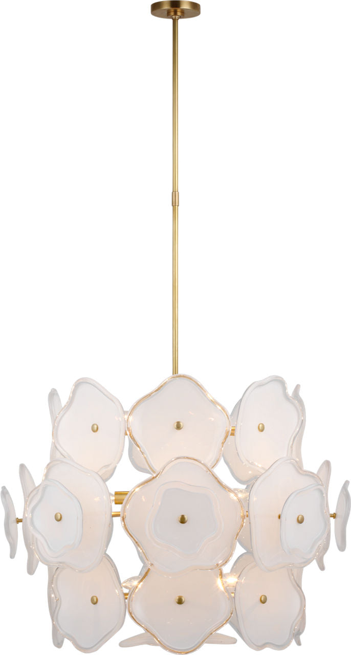Leighton Large Barrel Chandelier | Soft Brass | Cream Tinted Glass