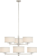 Walker Medium Two Tier Chandelier | Burnished Silver Leaf | Cream Linen Shades