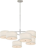 Walker XL Offset Chandelier | Burnished Silver Leaf | Linen Shades