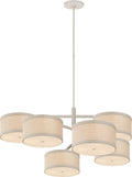 Walker XL Offset Chandelier | Light Cream | Natural Linen Shades