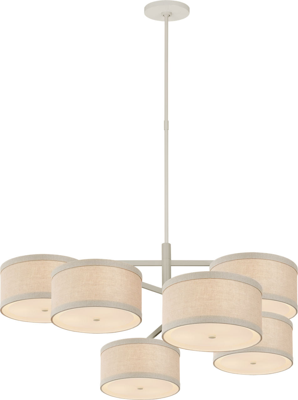 Walker XL Offset Chandelier | Light Cream | Natural Linen Shades