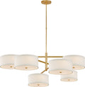Walker Grande Offset Chandelier | Gild | Linen Shades