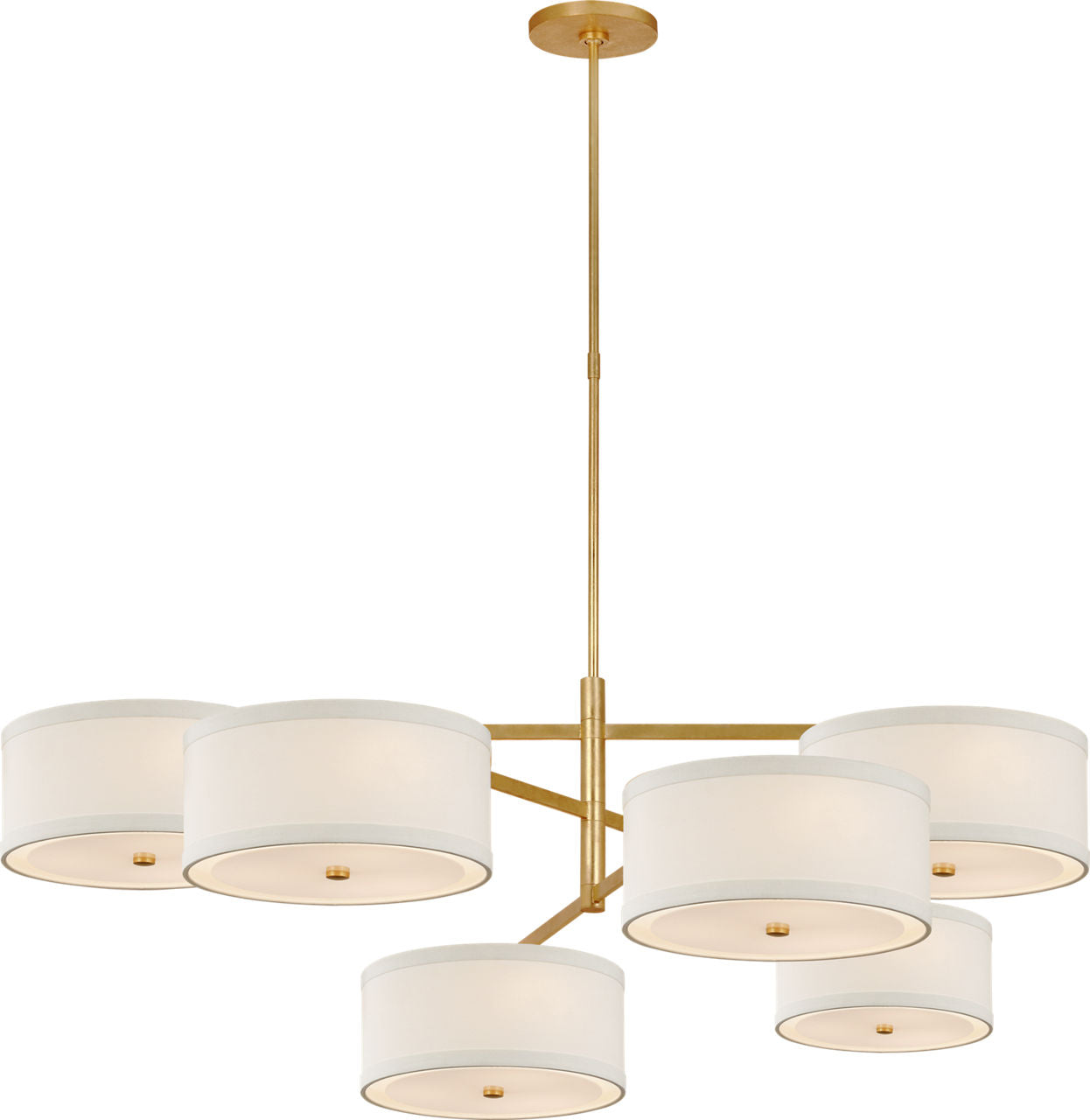 Walker Grande Offset Chandelier | Gild | Linen Shades