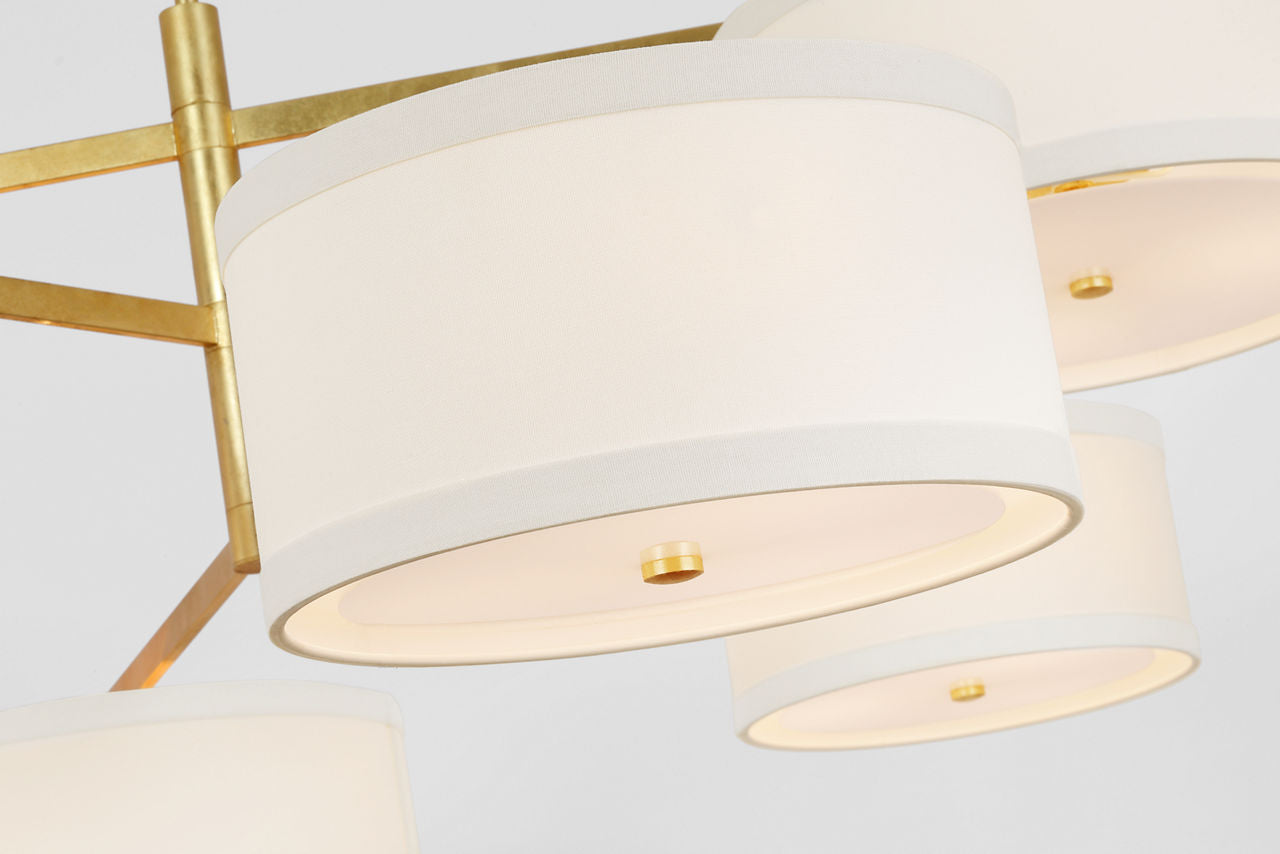 Walker Grande Offset Chandelier | Gild | Linen Shades