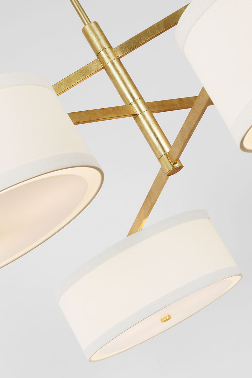 Walker Grande Offset Chandelier | Gild | Linen Shades