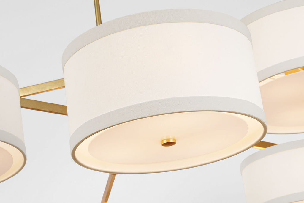 Walker Grande Offset Chandelier | Gild | Linen Shades