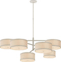 Walker Grande Offset Chandelier | Light Cream | Natural Linen Shades