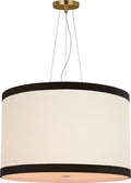 Walker Medium Hanging Shade | Gild | Cream Linen Shade | Black Linen Trim