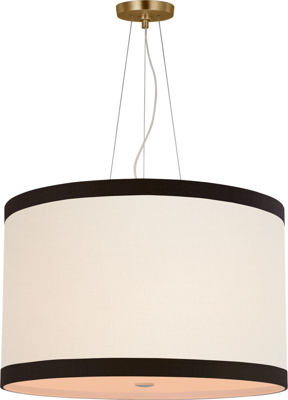 Walker Medium Hanging Shade | Gild | Cream Linen Shade | Black Linen Trim