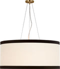 Walker Large Hanging Shade | Gild | Cream Linen Shade | Black Linen Trim