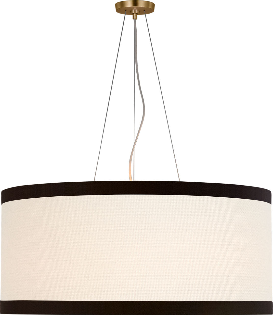 Walker Large Hanging Shade | Gild | Cream Linen Shade | Black Linen Trim