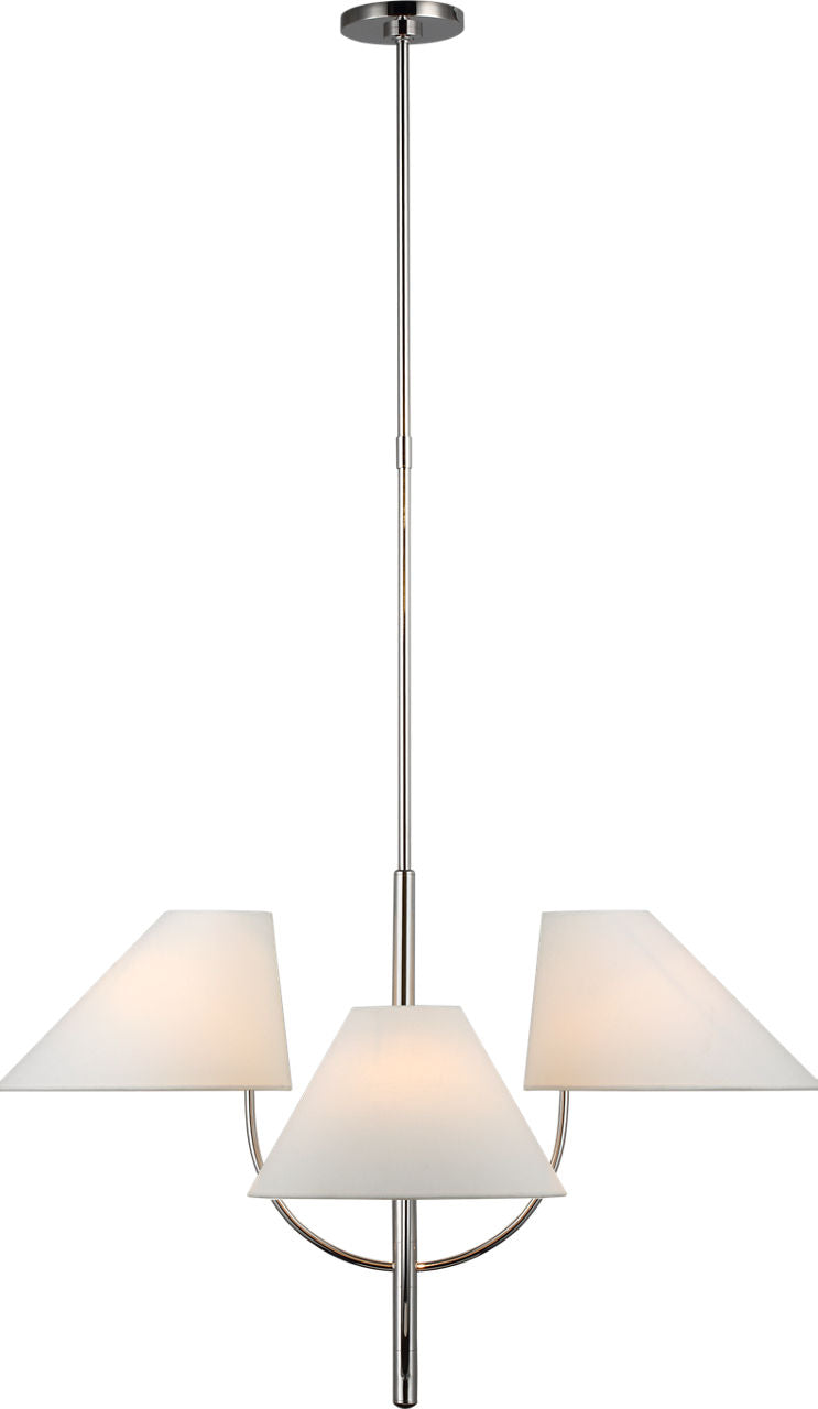 Kinsley Large One-Tier Chandelier | Polished Nickel | Linen Shades