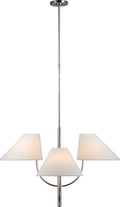 Kinsley Large One-Tier Chandelier | Polished Nickel | Linen Shades