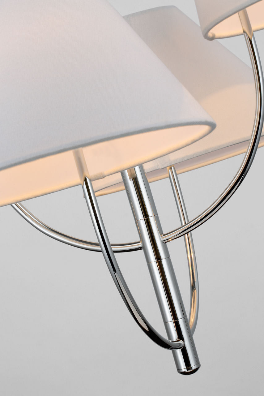 Kinsley Large One-Tier Chandelier | Polished Nickel | Linen Shades