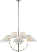 Kinsley Large Two-Tier Chandelier | Polished Nickel | Linen Shades