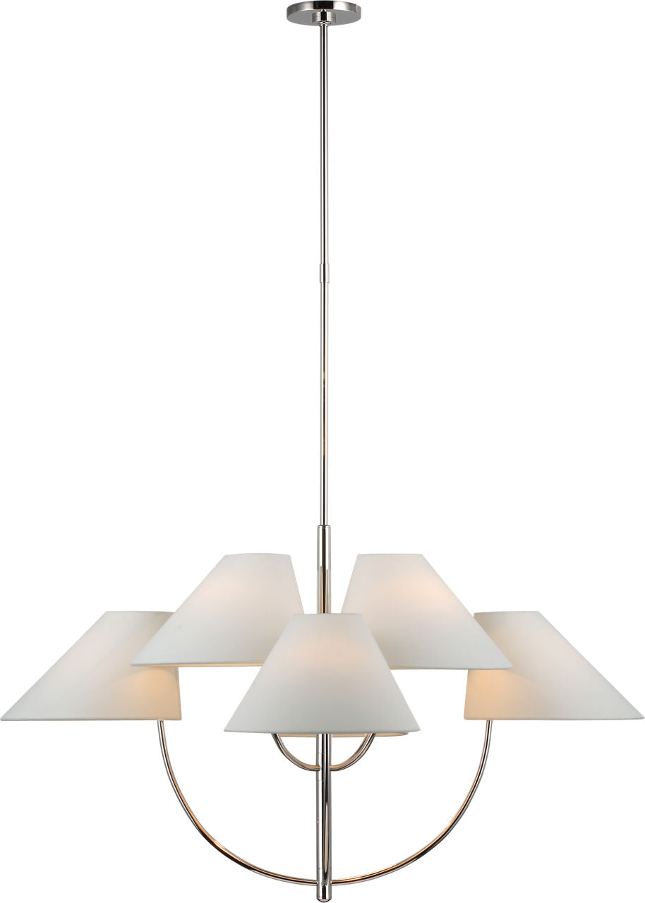 Kinsley Large Two-Tier Chandelier | Polished Nickel | Linen Shades