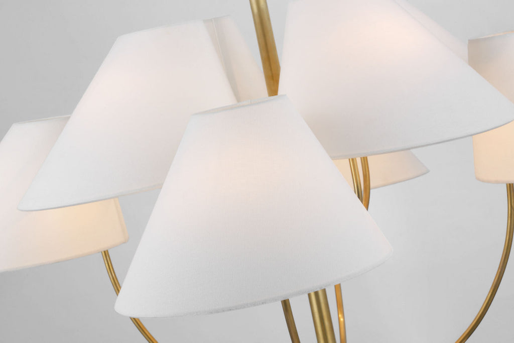 Kinsley Large Two-Tier Chandelier | Soft Brass | Linen Shades