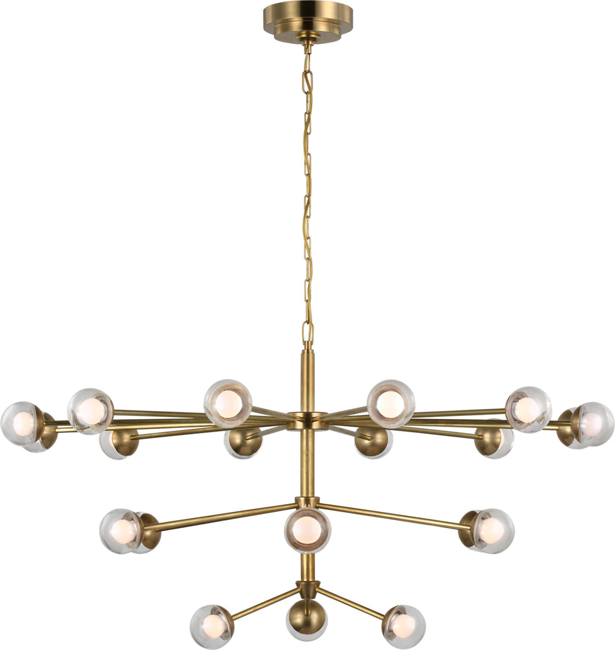 Alloway Large Chandelier | Soft Brass | Clear Glass
