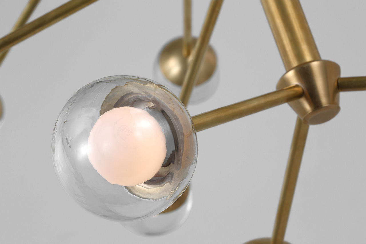 Alloway Large Chandelier | Soft Brass | Clear Glass