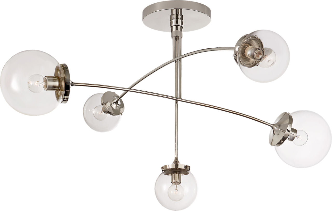 Prescott Medium Mobile Chandelier | Polished Nickel | Clear Glass