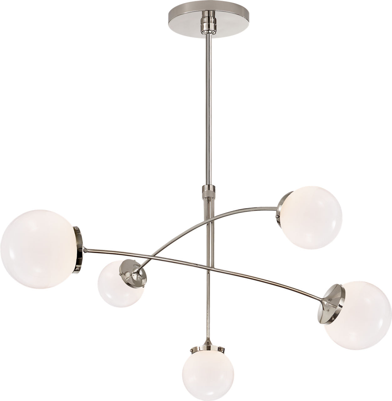 Prescott Medium Mobile Chandelier | Polished Nickel | White Glass