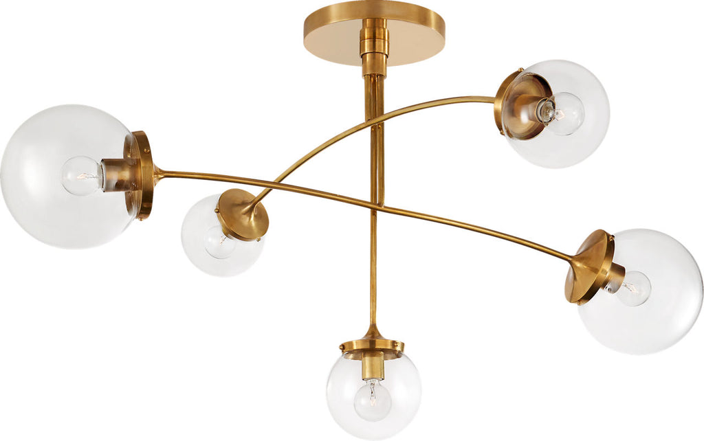 Prescott Medium Mobile Chandelier | Soft Brass | Clear Glass