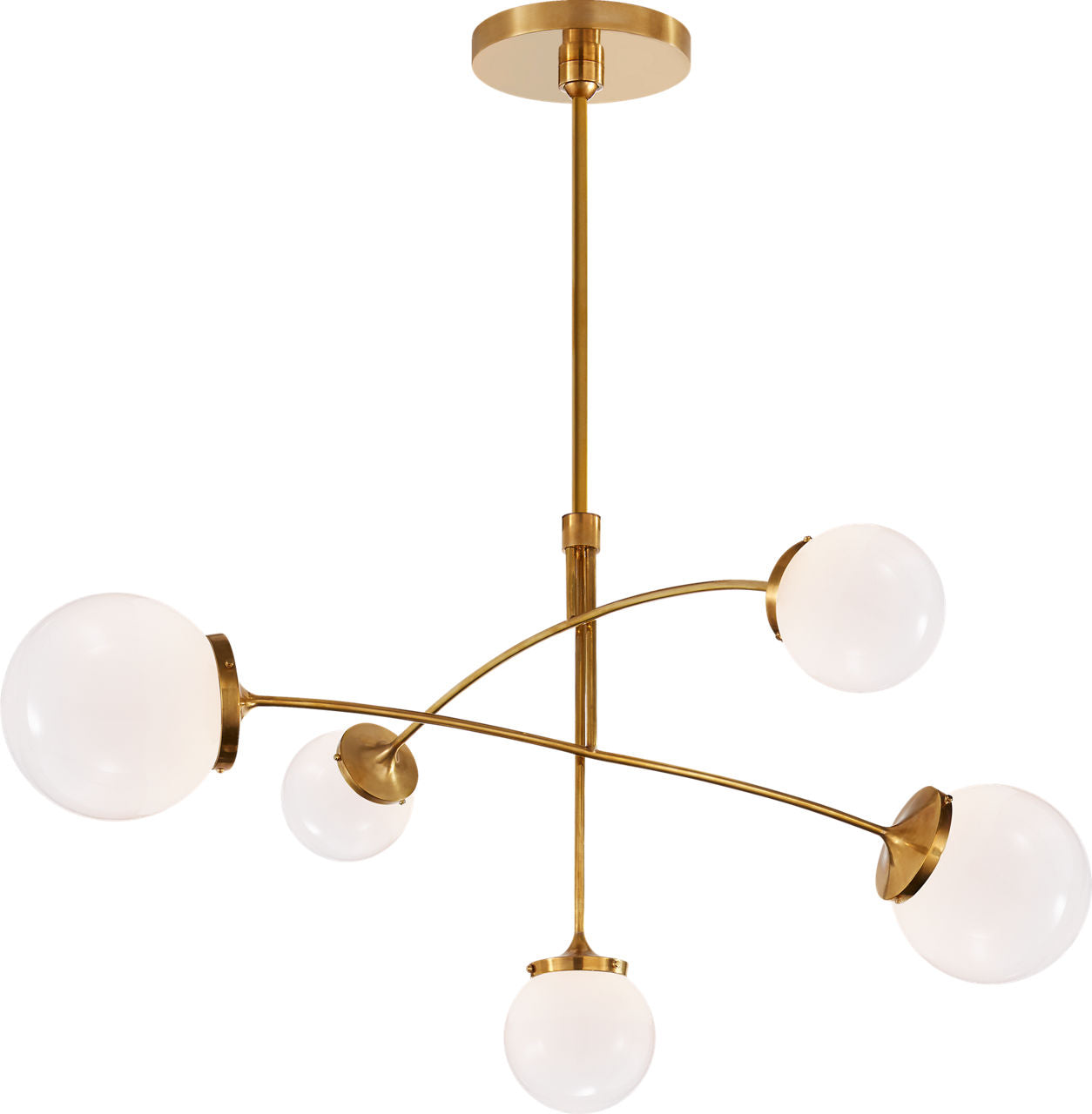 Prescott Medium Mobile Chandelier | Soft Brass | White Glass