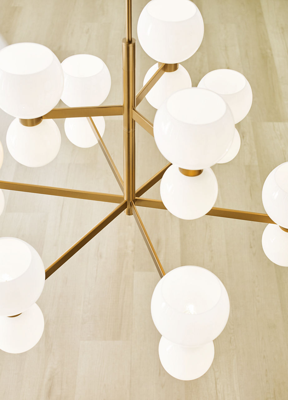 Londyn Medium Chandelier Burnished Brass | Milk White Glass