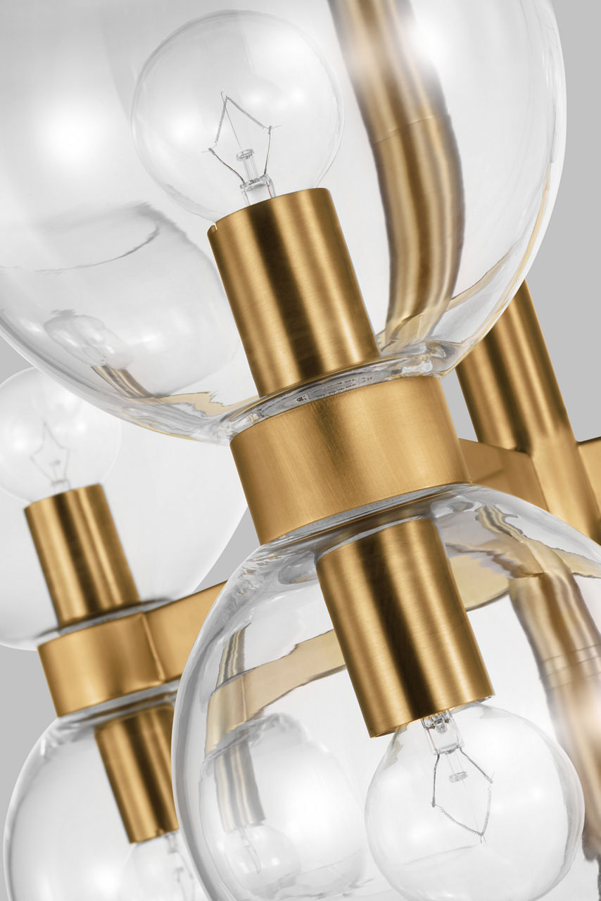 Londyn Medium Chandelier Burnished Brass | Clear Glass