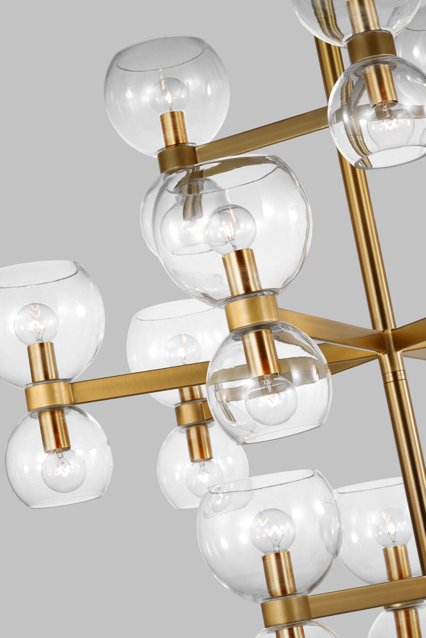 Londyn Large Chandelier Burnished Brass | Clear Glass