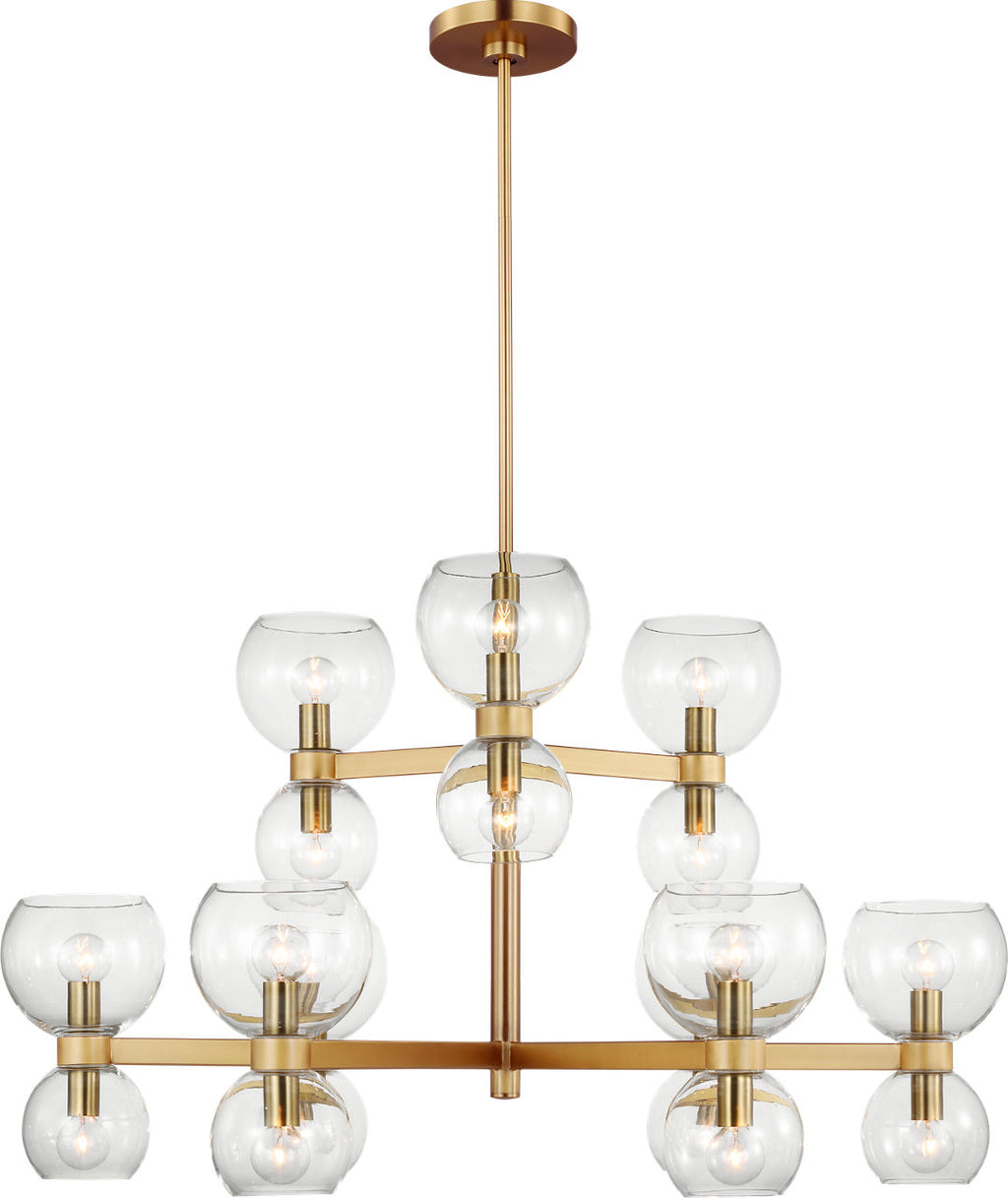 Londyn Medium Chandelier Burnished Brass | Clear Glass