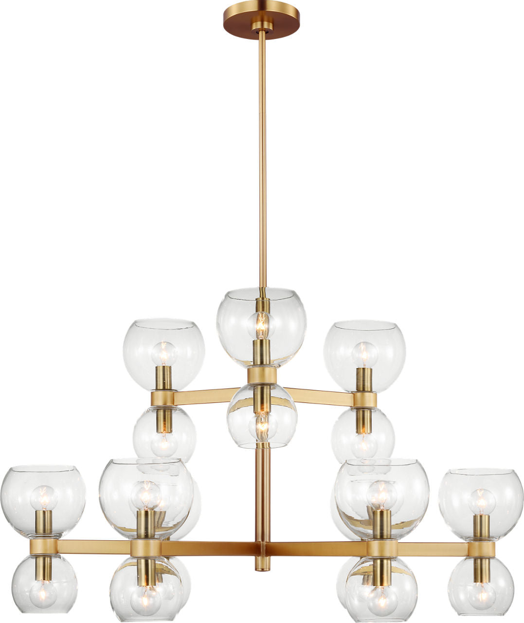 Londyn Medium Chandelier Burnished Brass | Clear Glass