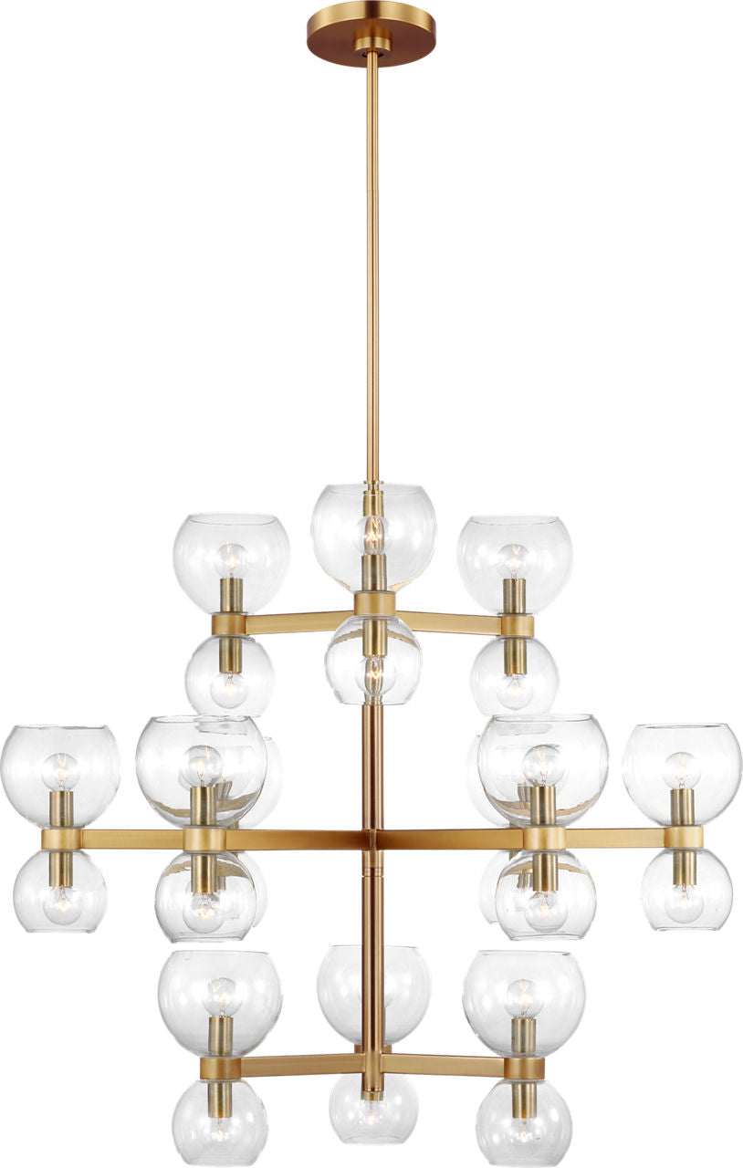 Londyn Large Chandelier Burnished Brass | Clear Glass