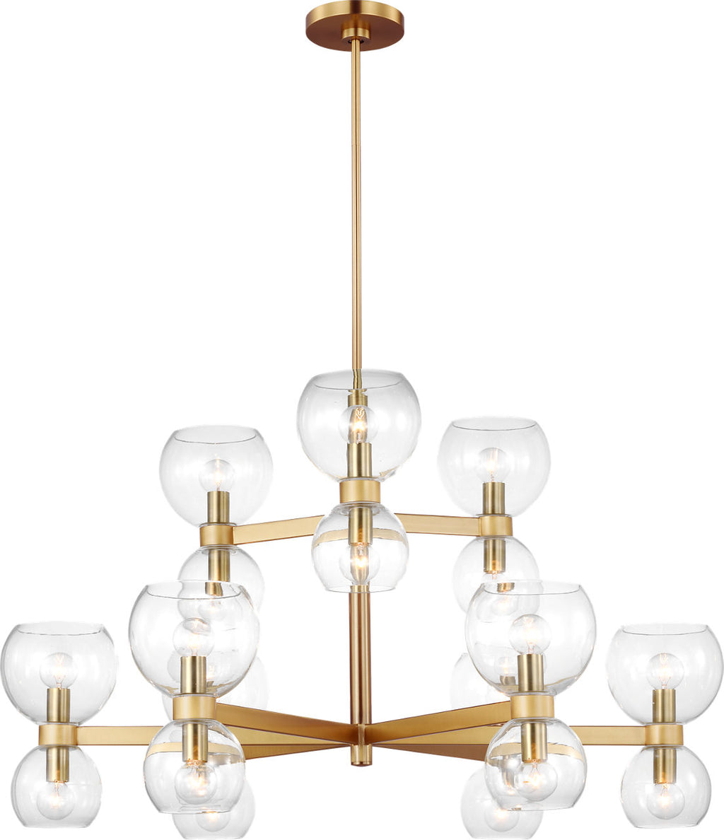 Londyn Medium Chandelier Burnished Brass | Clear Glass