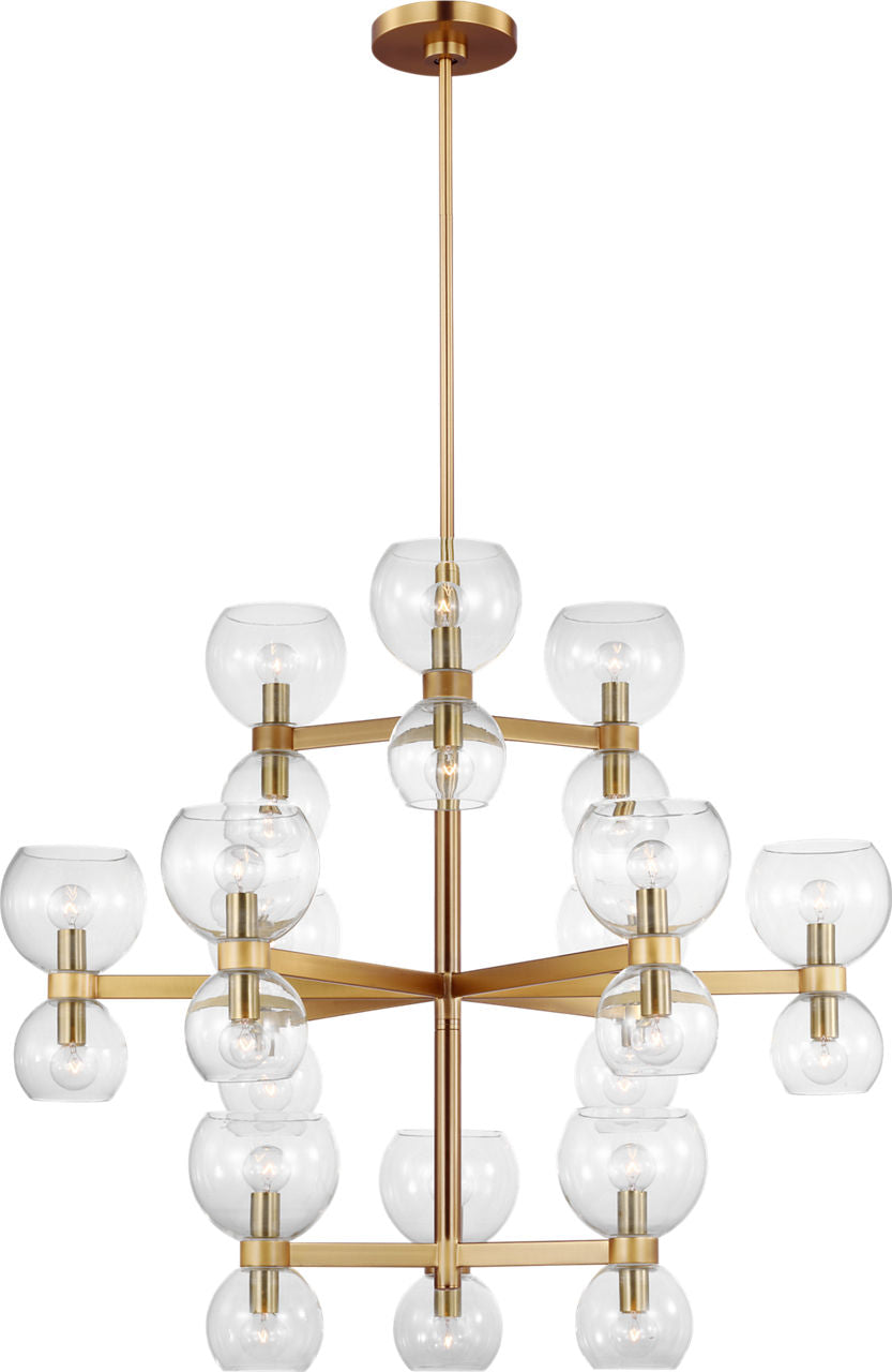 Londyn Large Chandelier Burnished Brass | Clear Glass