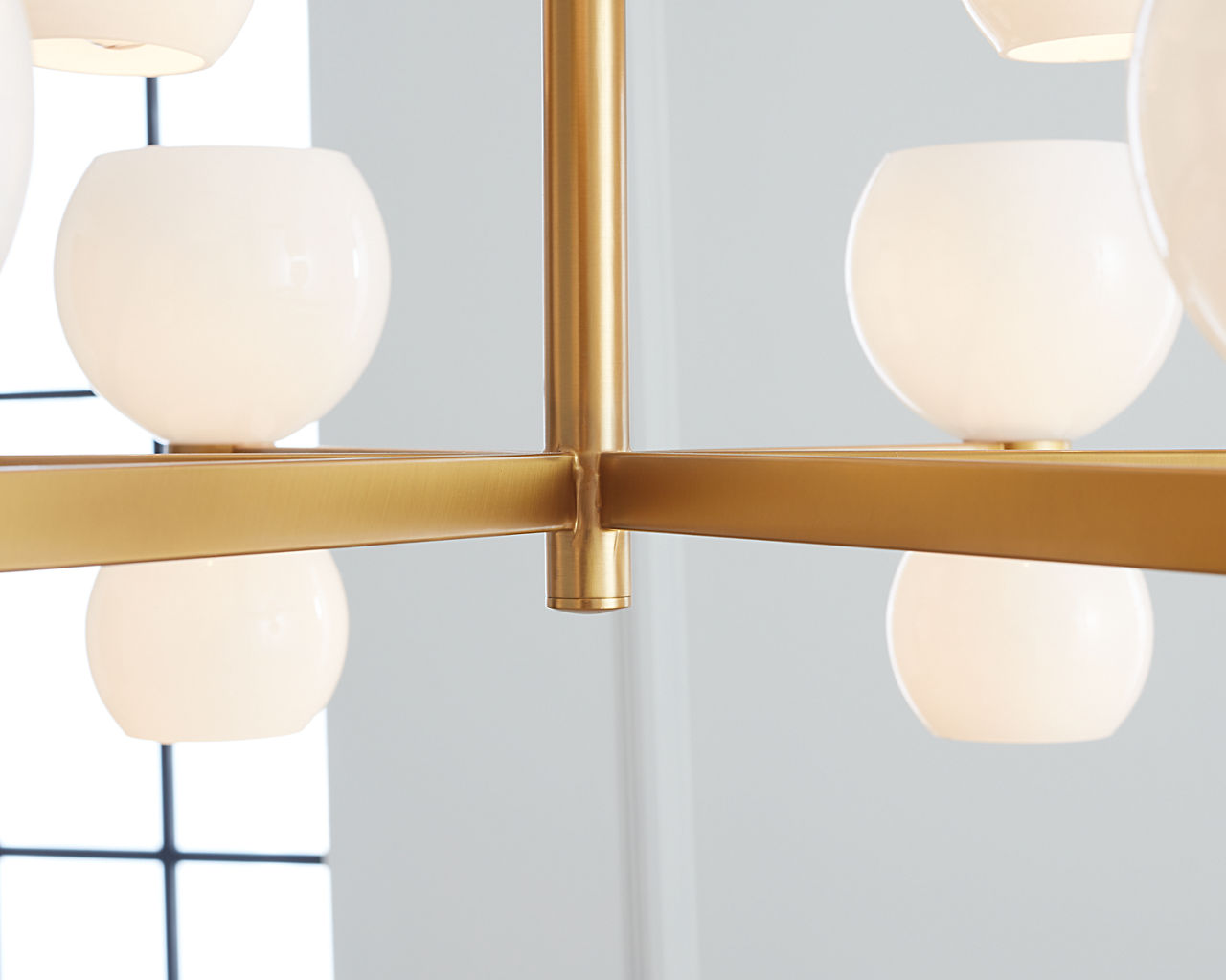 Londyn Medium Chandelier Burnished Brass | Milk White Glass
